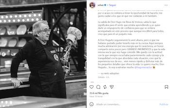 Desde el balcón, Sebastián Villalobos brindó apoyo técnico y moral a Hugo Gómez, fortaleciendo la relación de compañerismo que se vivió en la primera eliminación de MasterChef Celebrity 2026 - crédito sebas / Instagram