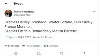 Tuit de Mariano González