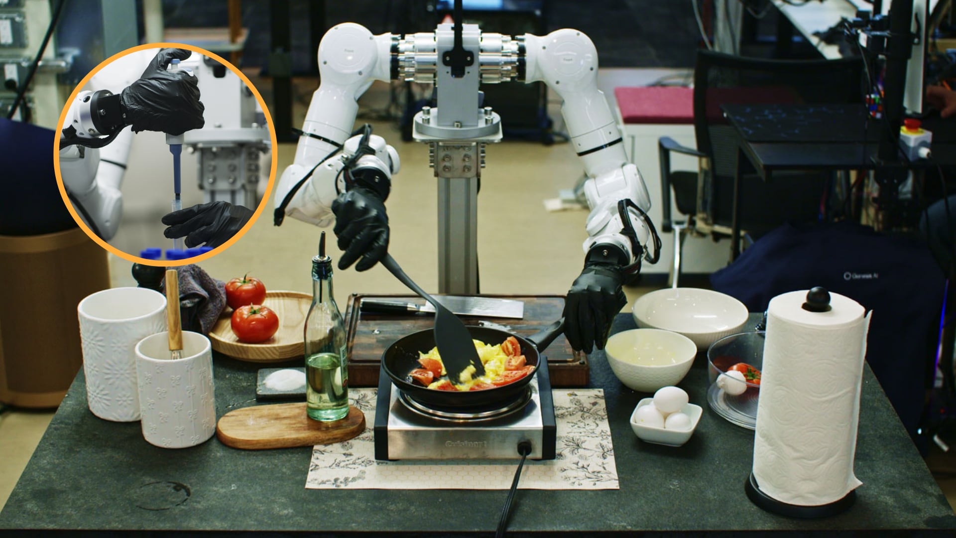 La presentación de Genesis AI incluyó una serie de ejemplos en los que los robots ejecutan tareas que requieren precisión y adaptación.
(Composición Infobae: Genesis AI)