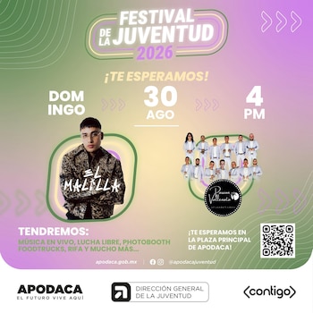 Flyer promocional del Festival de la Juventud 2026. Muestra a los artistas El Malilla y Passion Vallenata, fecha 30 de agosto, y un código QR