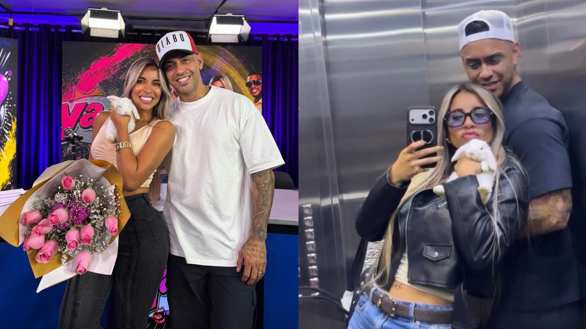 Diego Chávarri y Gabriela Herrera posan juntos en dos fotografías tomadas durante el periodo de su relación iniciada tras un programa de televisión.