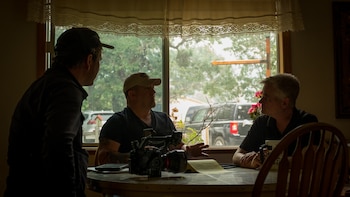 Elizondo durante la grabación de