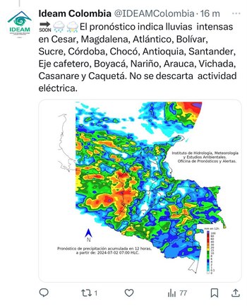 Pronóstico de lluvias en el