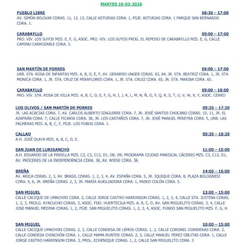 Imagen muestra el cronograma oficial