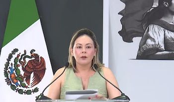 La gobernadora interina de Sinaloa, Yeraldine Bonilla, durante su reunión con el Gabinete de Seguridad, esta mañana. (Crédito: captura de pantalla | Gobierno de México)