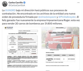 Carlos Carrillo había revelado una de las órdenes de proveeduría