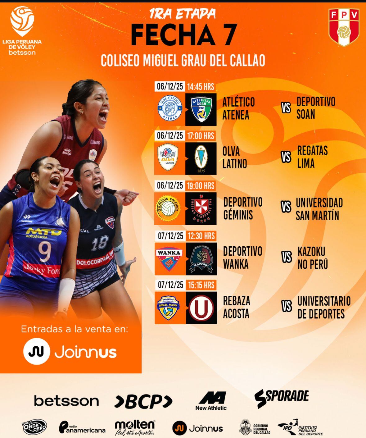 Programación de la fecha 7 de la Liga Peruana de Vóley 2025/26