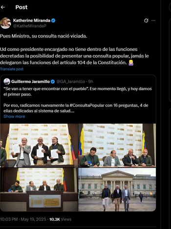 Katherine Miranda también dijo que