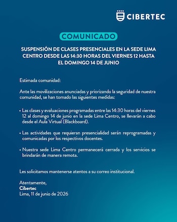 Comunicado de Cibertec.