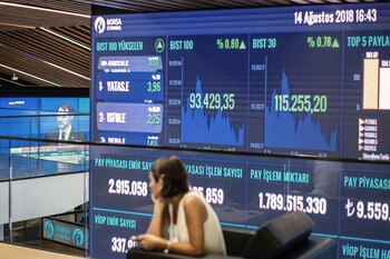 A digital screen broadcasts a