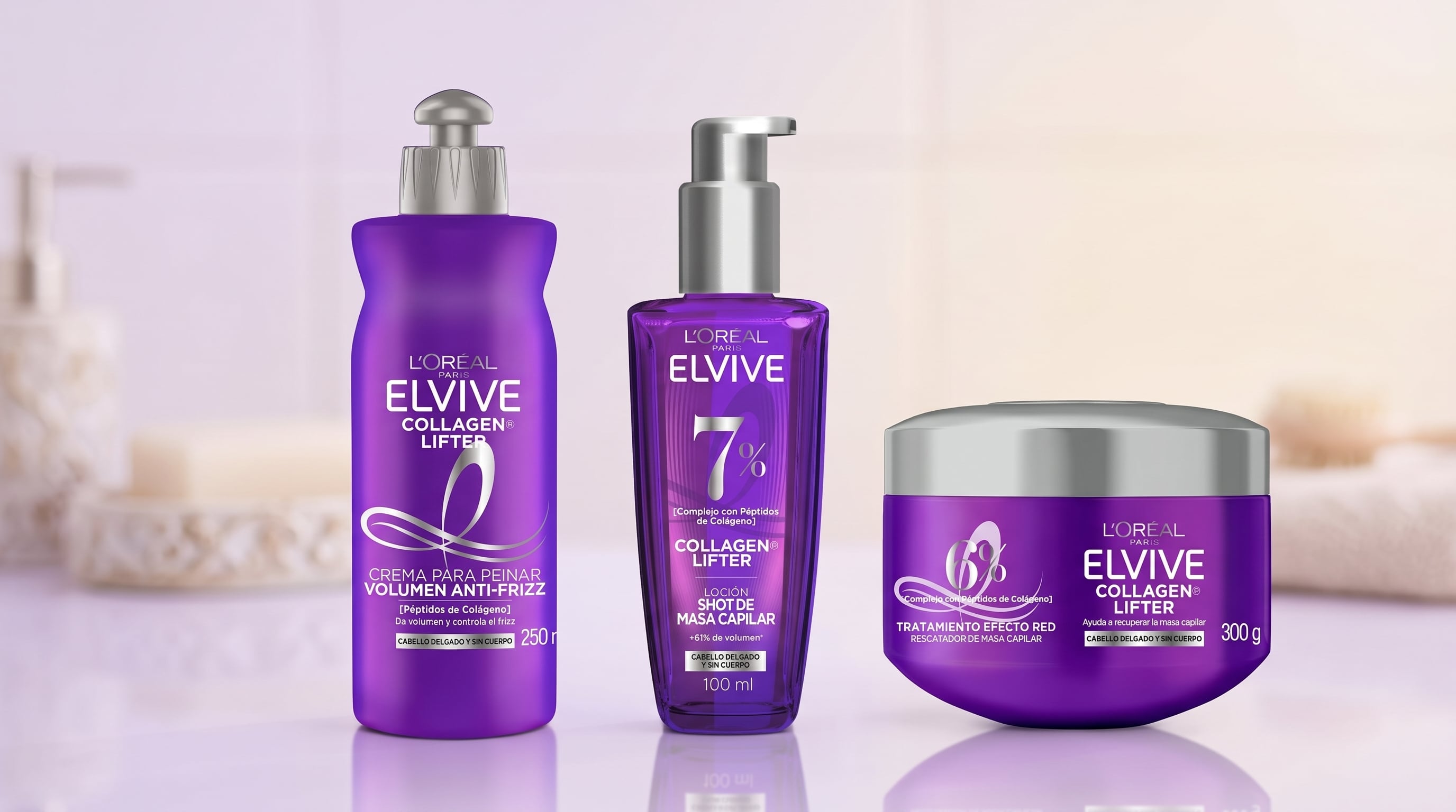 Los innovadores productos de la línea Elvive Collagen Lifter de L