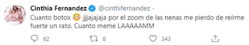 El tuit de Cinthia Fernández mientras Baclini confirmaba sus retoques en la cara