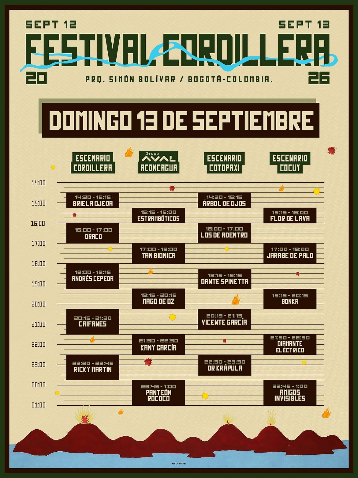 Caifanes, Andrés Cepeda y Ricky Martin son los encargados de cerrar el segundo día de presentaciones en el Festival Cordillera 2026 - crédito Páramo Presenta