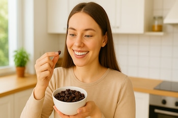 Pasas de uva, fruta seca, nutrición, antioxidantes, fibra, alimento saludable, control de peso, salud digestiva, presión arterial, dieta mediterránea (Imagen ilustrativa Infobae)