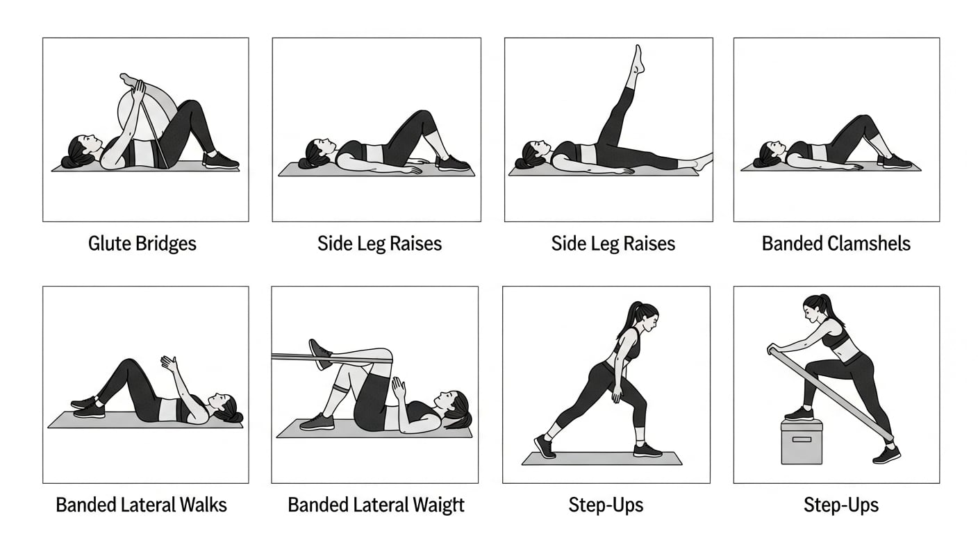 Cada uno de los ejercicios recomendados para fortalecer el musculo (Imagen Ilustrativa Infobae)