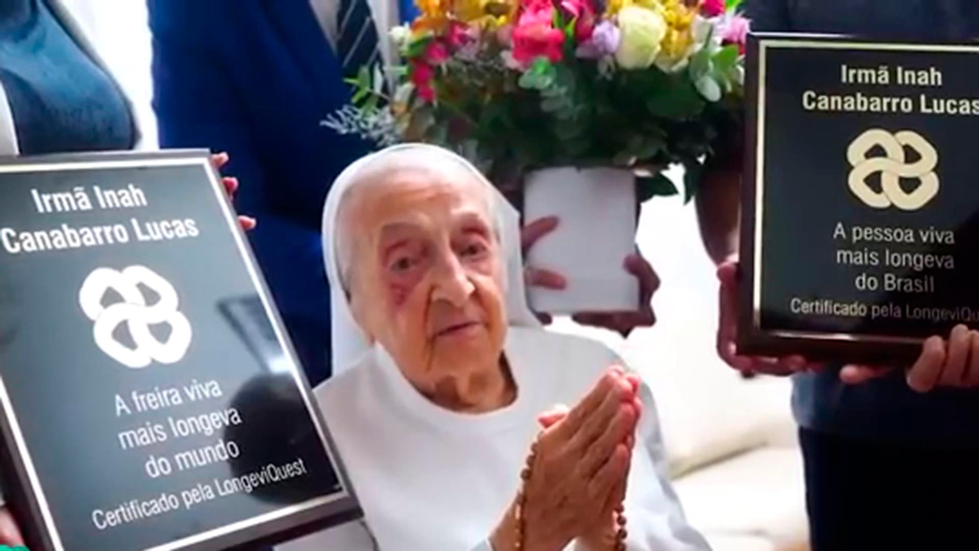 La monja Inah Canabarro Lucas fue reconocida como la persona más longeva del mundo, alcanzando los 116 años en Brasil ( Irmã Inah Canabarro)