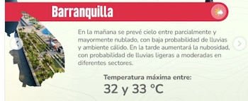 Pronóstico del Ideam para la jornada electoral en Barranquilla - crédito Ideam
