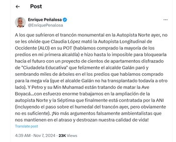 Enrique Peñalosa también arremetió en
