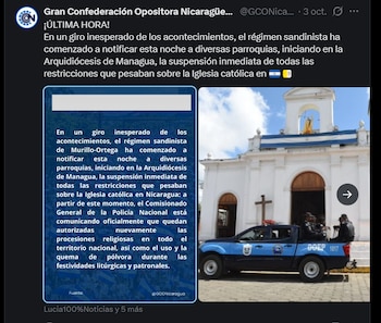 Nicaragua permite procesiones católicas bajo vigilancia, según denuncias de la oposición.