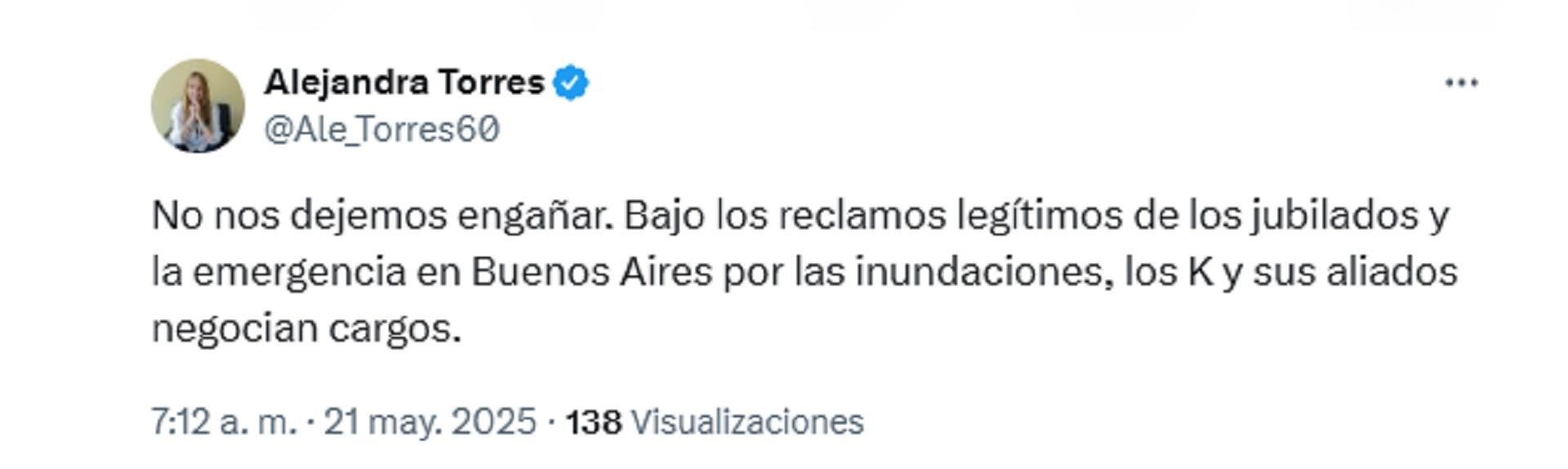 El descargo de la diputada de Córdoba Alejandra Torres