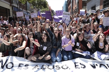 Manifestación contra la sentencia de la Audiencia Provincial de Pamplona sobre La Manada en 2018. (Europa Press)