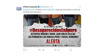 El mensaje en Twitter de