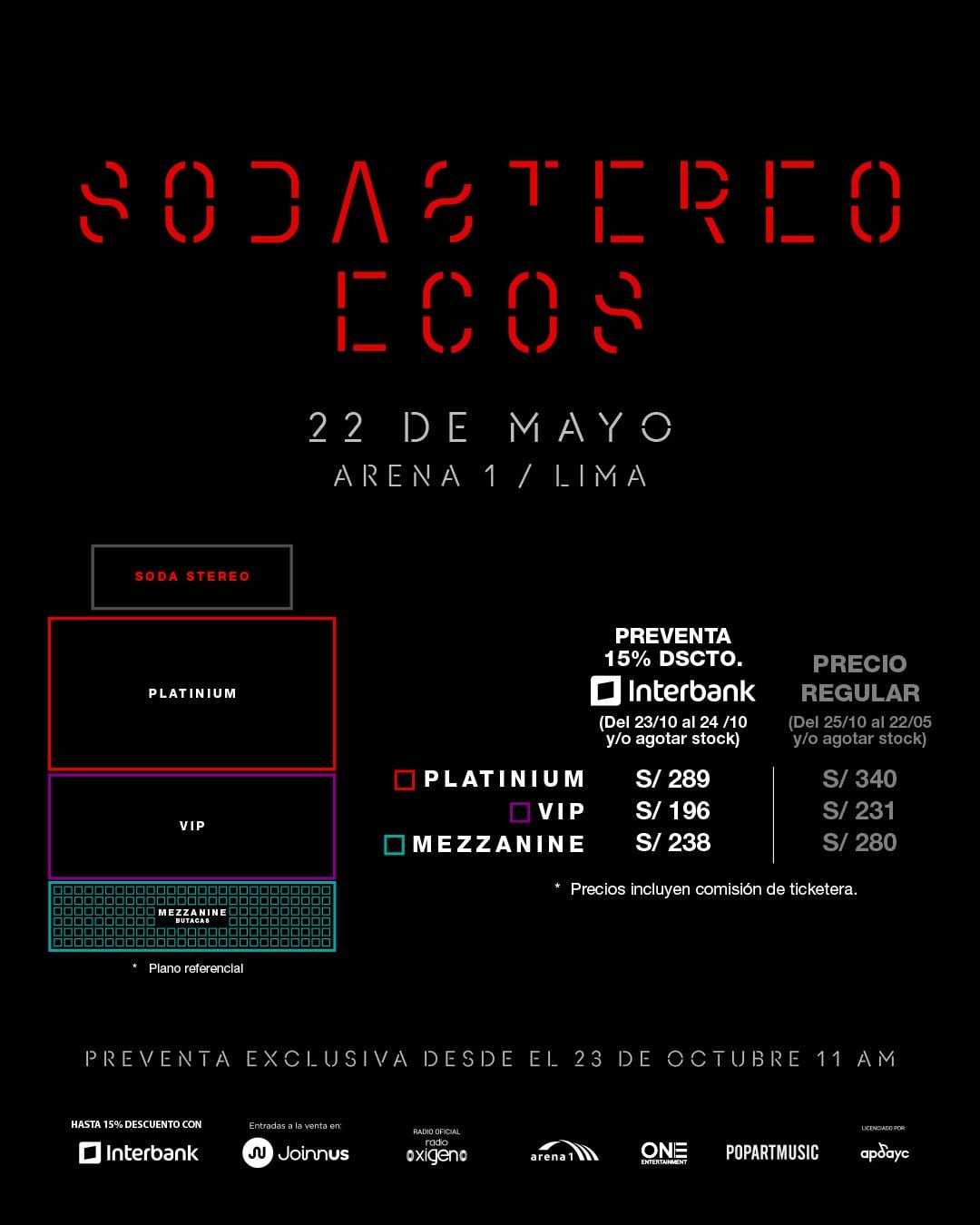 Precios de entradas para Soda Stereo en Lima.