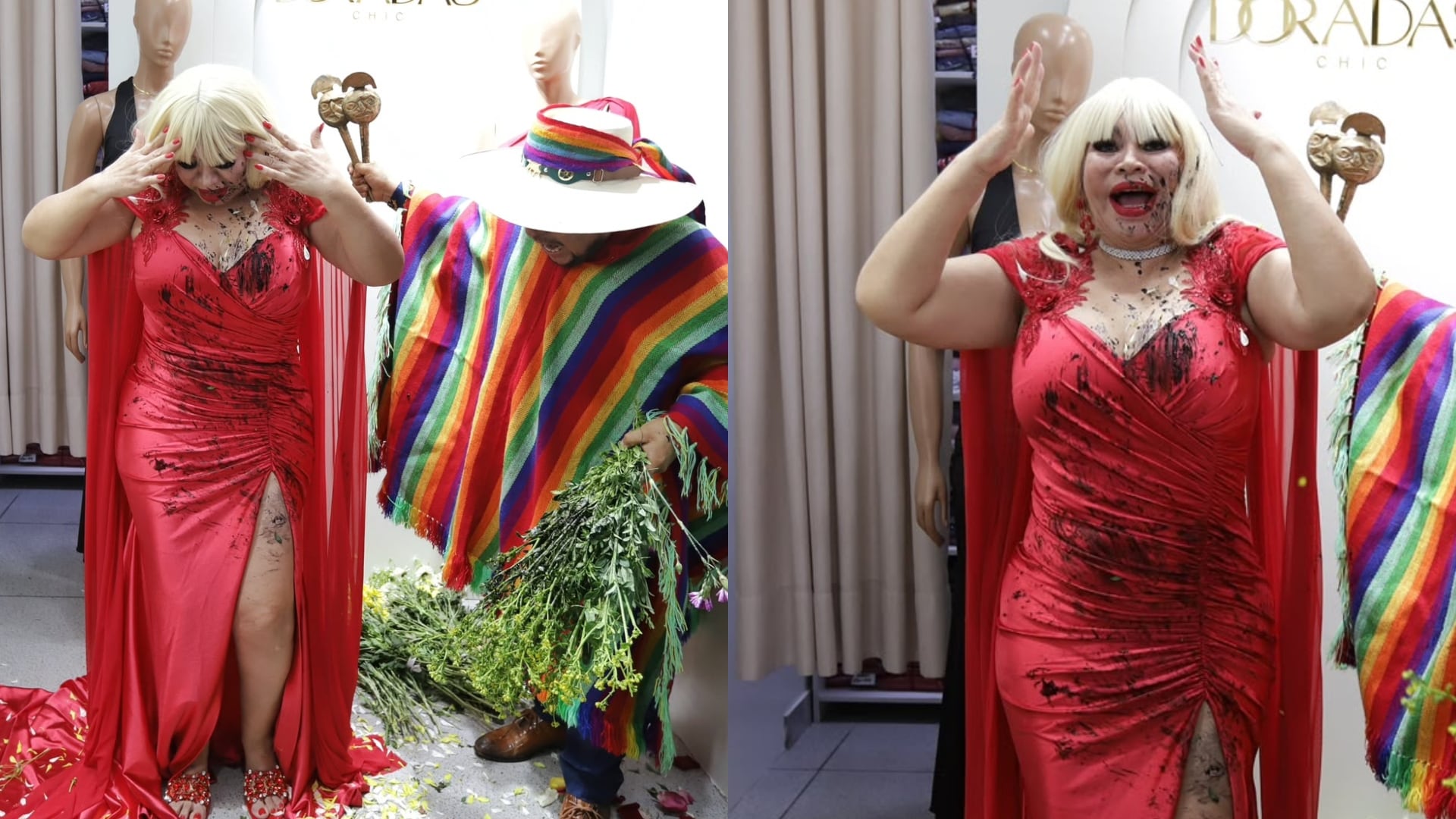 Susy Díaz casi pierde el vestido que llevará a España por un ritual de florecimiento