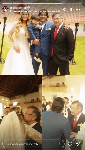 Gustavo Petro asistió a la boda religiosa de Nicolás Petro y Laura Ojeda en Barranquilla - crédito @lauraojedae/Instagram