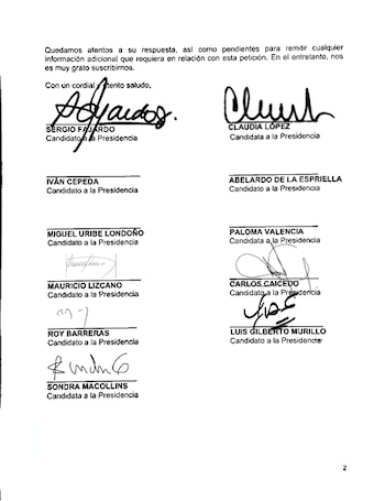 Cuatro aspirantes, entre ellos Iván Cepeda y Paloma Valencia, decidieron no firmar la petición formal para participar en debates presidenciales televisados - crédito suministrado a Infobae Colombia