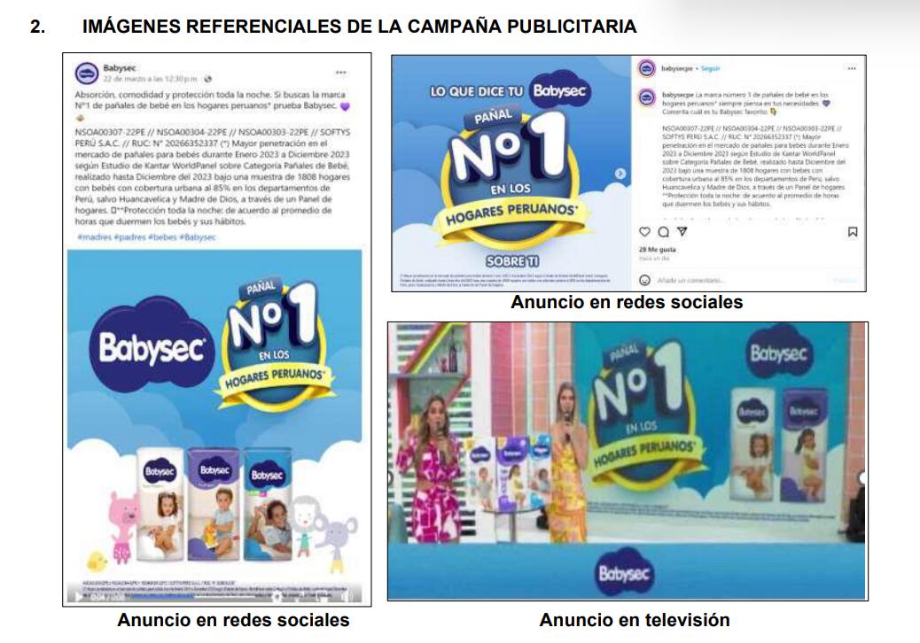 Imágenes referenciales de la publicidad de Babysec. Foto: Indecopi