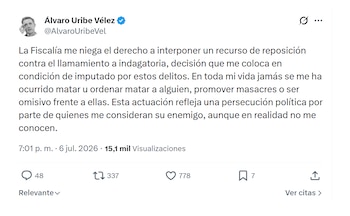 Álvaro Uribe Vélez se pronunció frente a caso en su contra