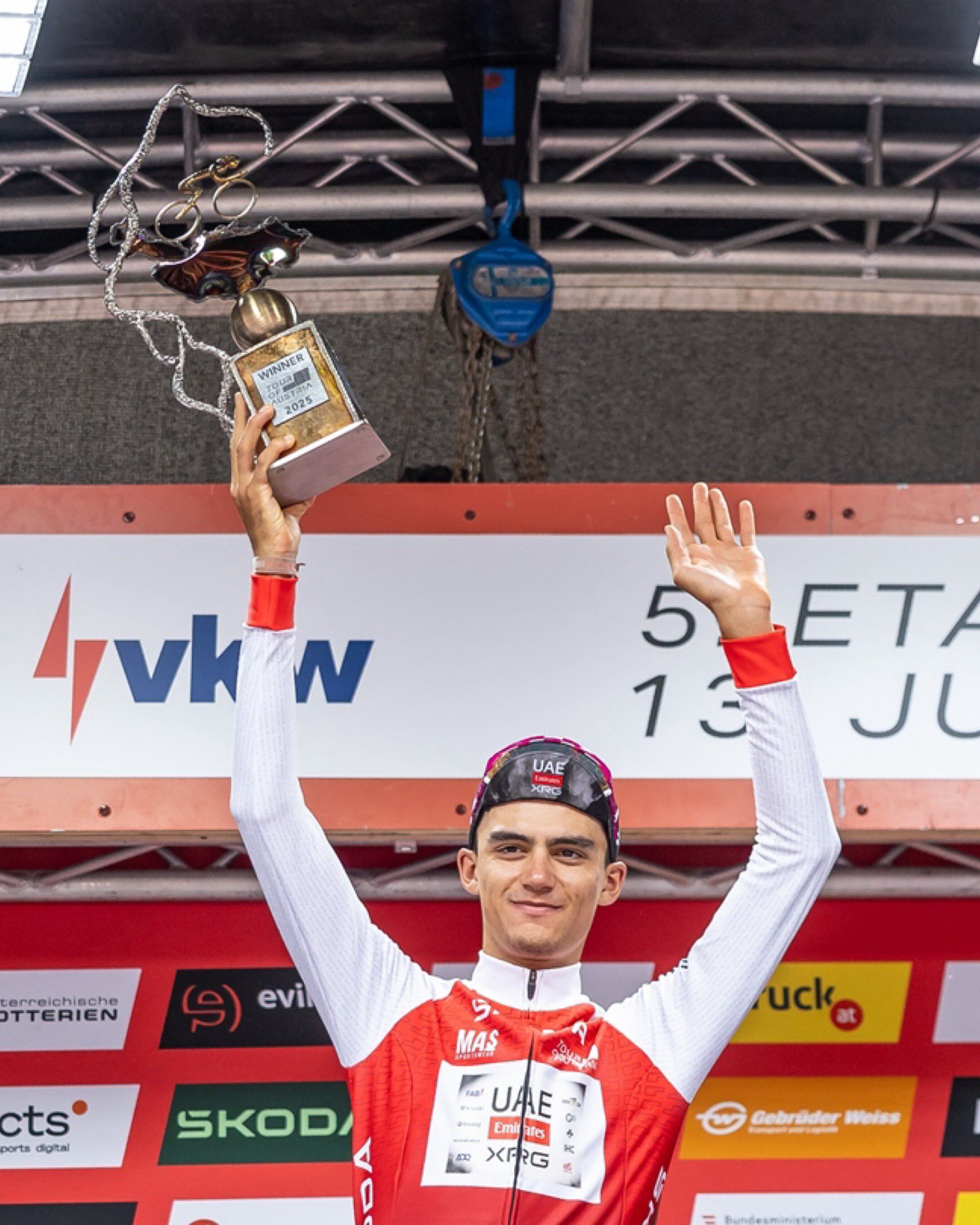 Del Toro ganó el Tour de Austria y participará en el Clàssica de les Terres de l’Ebre. Imagen cuenta de X @TeamEmiratesUAE