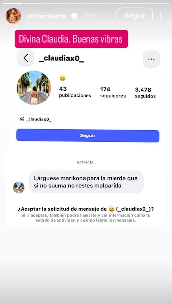 Llama la atención que las mujeres insultaron a la artista con palabras soeces - crédito @adrianalucia/Instagram
