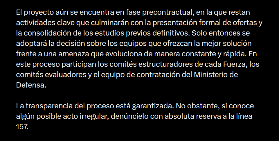 74 empresas de 20 países han mostrado interés en el Proyecto del Escudo Nacional Antidrones, según el ministro Sánchez - crédito X