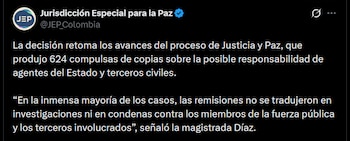 JEP - crédito @JEP_Colombia/X