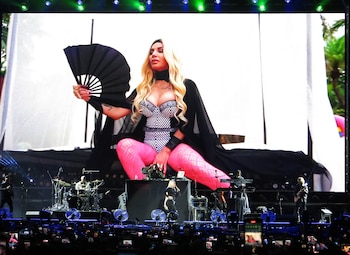 La cantante puertorriqueña Ivy Queen durante un concierto en la Ciudad de México. (Foto AP/Berenice Bautista)