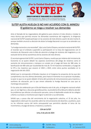 comunicado del sutep