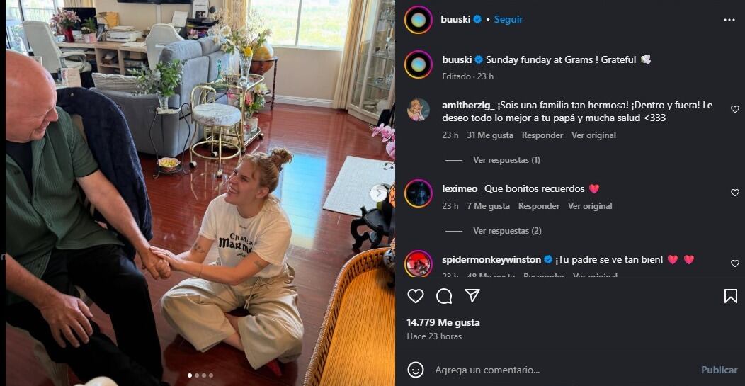 La publicación de Tallulah Willis recibió varios comentarios positivos para Bruce Willis. (Instagram/Tallulah Willis)