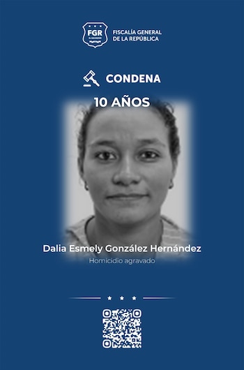 Dalia Esmely González Hernández recibió una condena de diez años de prisión por el homicidio de su hija recién nacida. (Imagen: FGR)