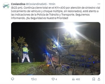 Policía de Tránsito atiende accidente
