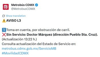 Avance en tiempo real de las diversas líneas de la red de transporte público capitalino.