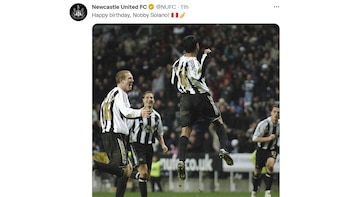 Newcastle United y su saludo de cumpleaños a Nolberto Solano.