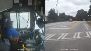 Dramático video: un conductor de autobús se quedó dormido y chocó contra un árbol en Atlanta
