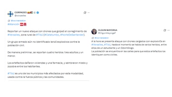 Información sobre los hechos en Tibú - crédito @corpades/X - @OlguinMayorgaP/X