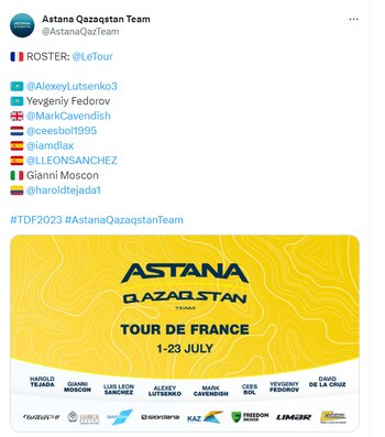 Trino publicado por Astana