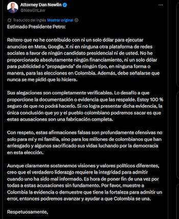 Dan Newlin - crédito @NewlinLaw/X
