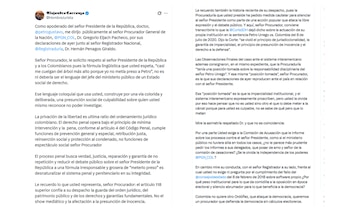 El abogado Alejandro Carranza cuestionó a la Procuraduría por pedir información sobre los procesos contra Gustavo Petro en la Comisión de Investigación y Acusación de la Cámara - crédito @HombreJurista/X