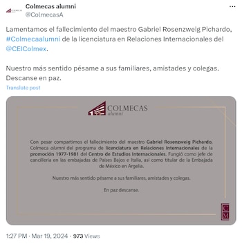 La institución lamentó el deceso