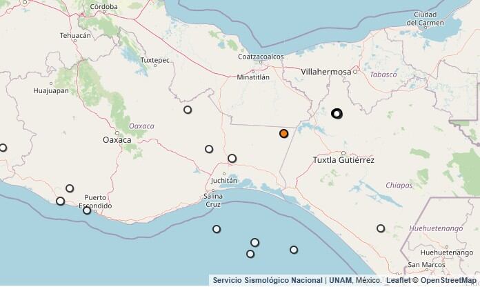 Temblor reportado en Chiapas.(SSN)